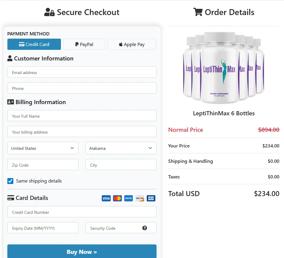 LeptiThin Max-Secure-Checkout